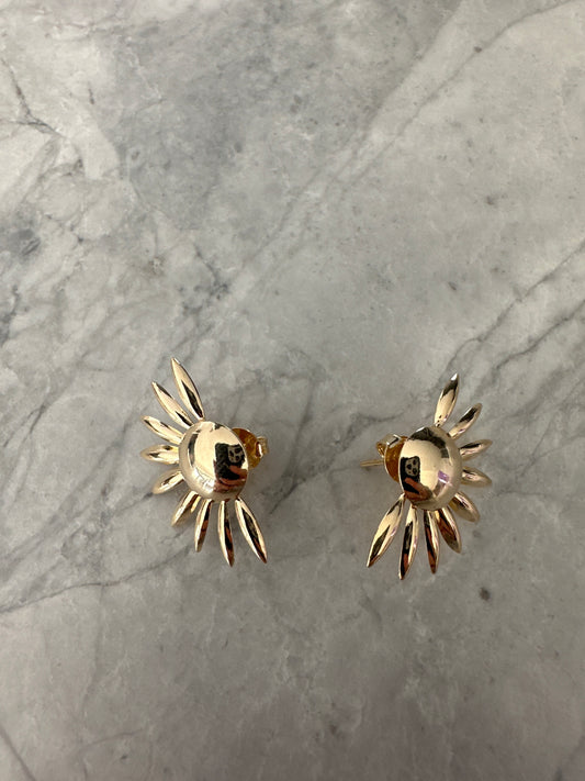 Statement Sunflower Stud Earrings Gold