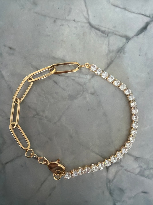Joyce tennis x paperclip bracelet