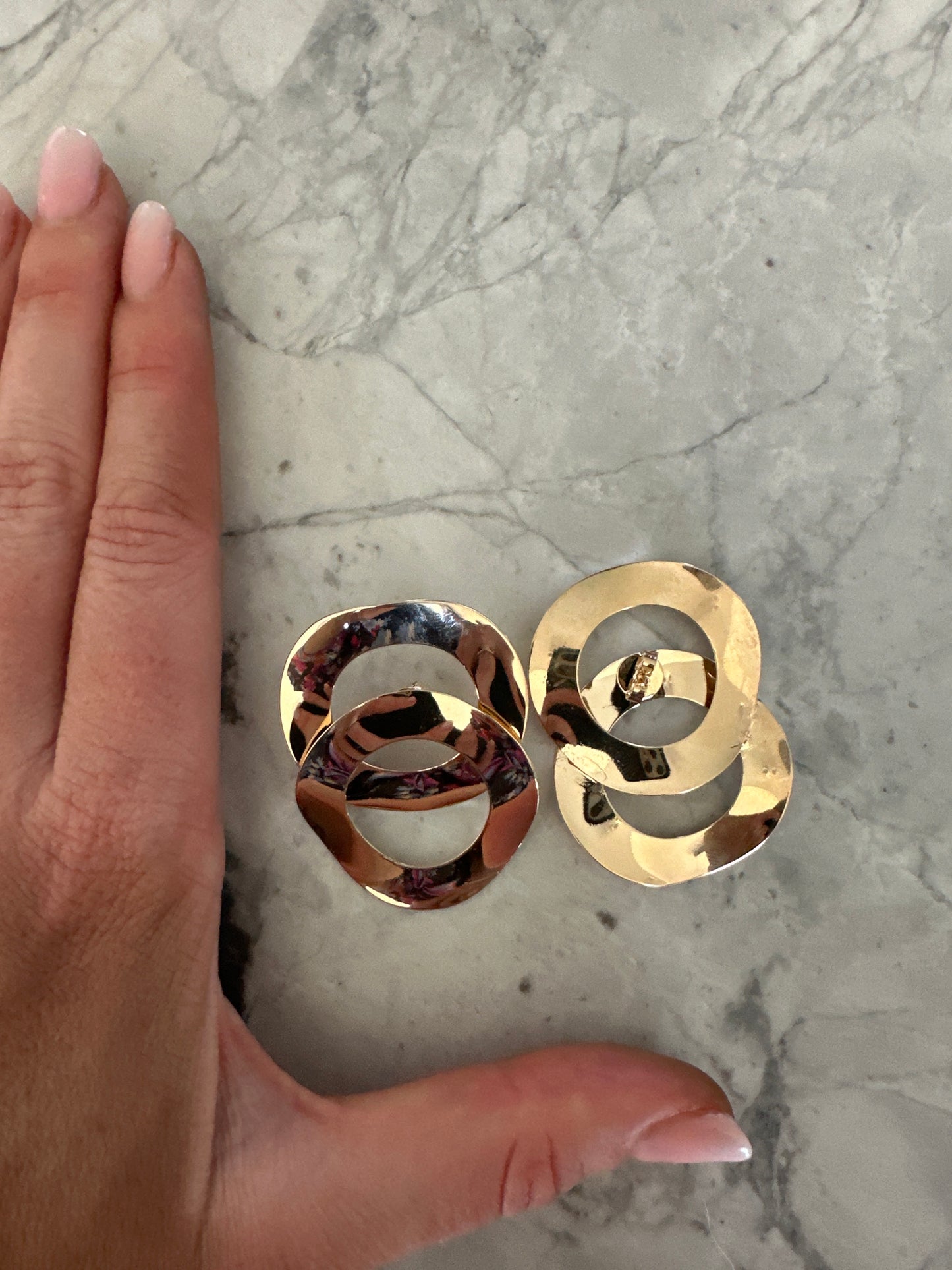 Chunky Statement Overlay Stud Earrings Gold - Sample Sale