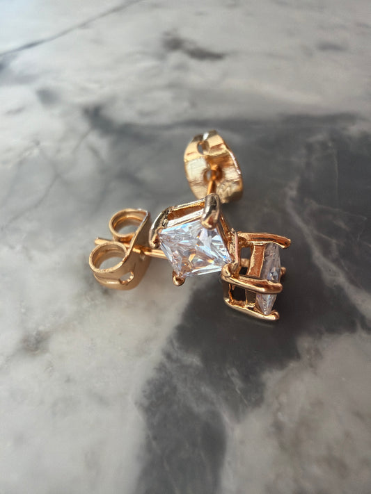 Kendall Princess Cut Crystal Studs | 18k Rose Gold-Filled - Sale