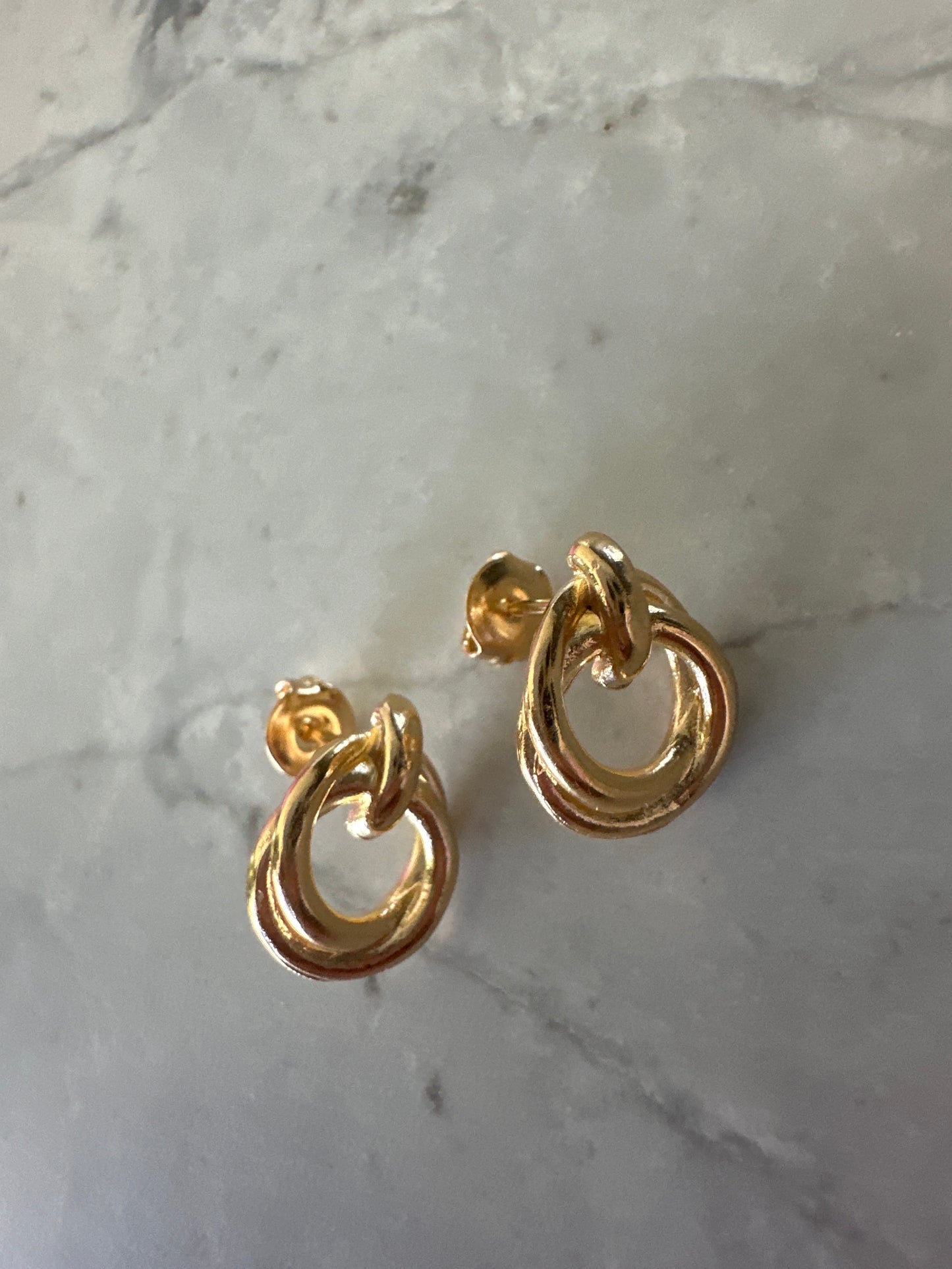 Modern Knot Gold Stud Earrings