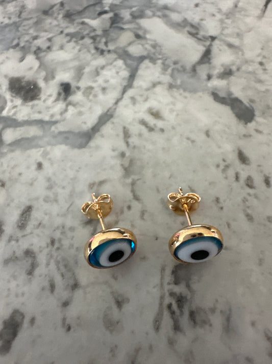 Evil Eye Gold Stud Earrings