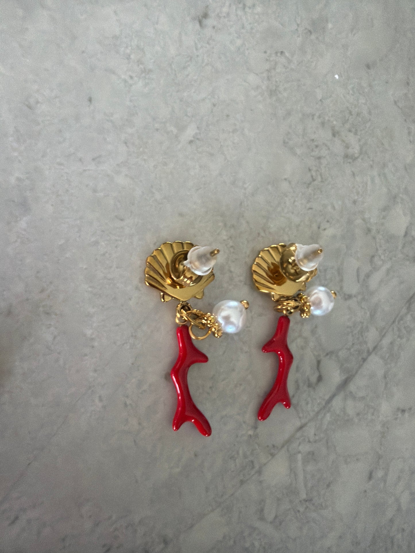 Shell Coral Waterproof Earrings | 24k Gold-Coated - Sale