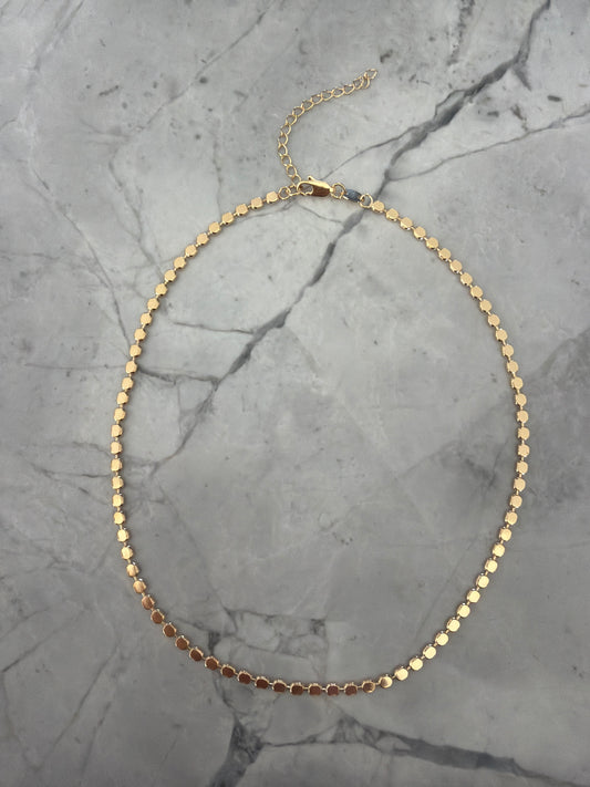 Fleur Flat Circle Chain Waterproof Necklace | 18k Gold-Filled