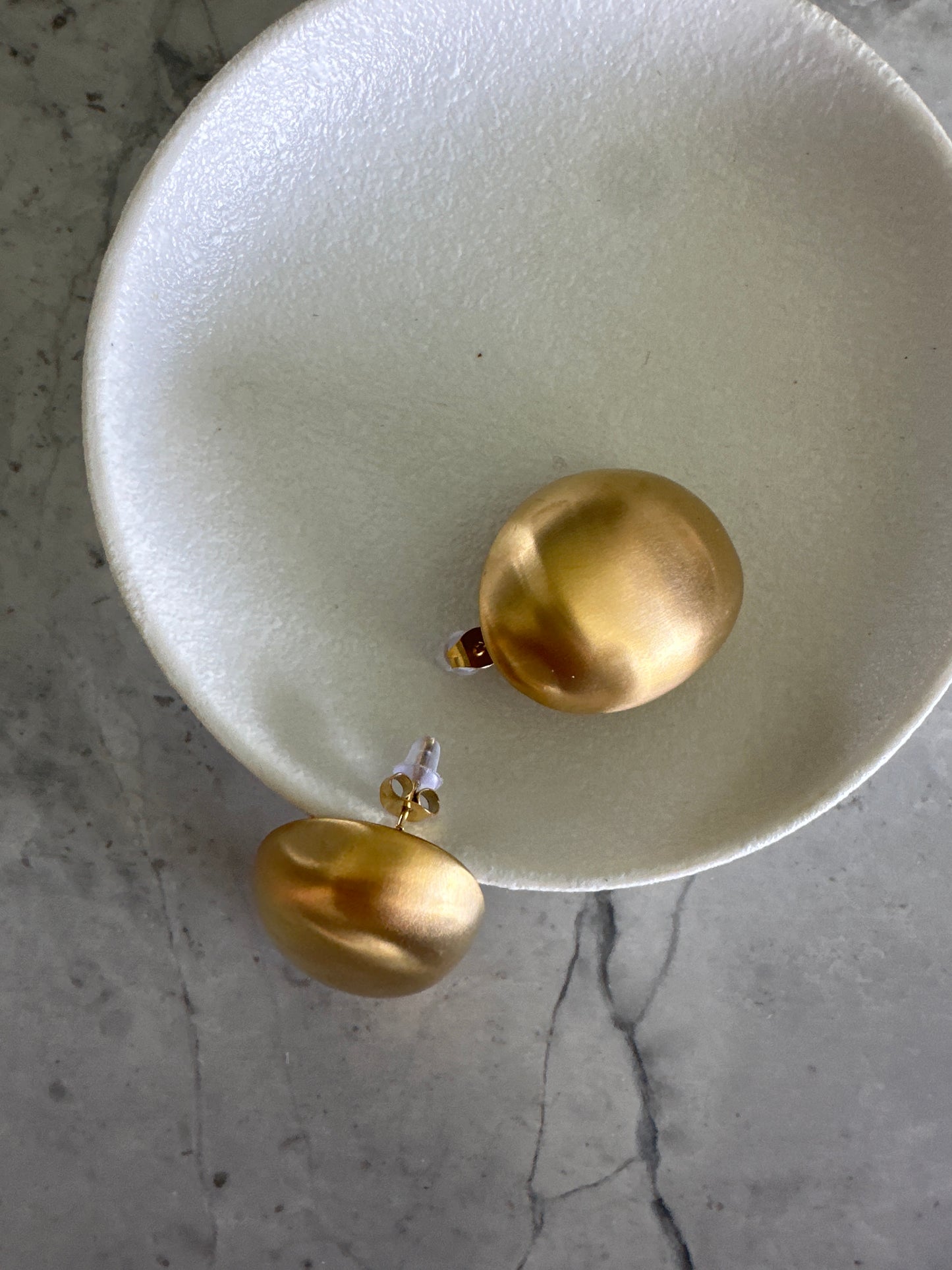 Large Statement Dome Oval Earrings Gold