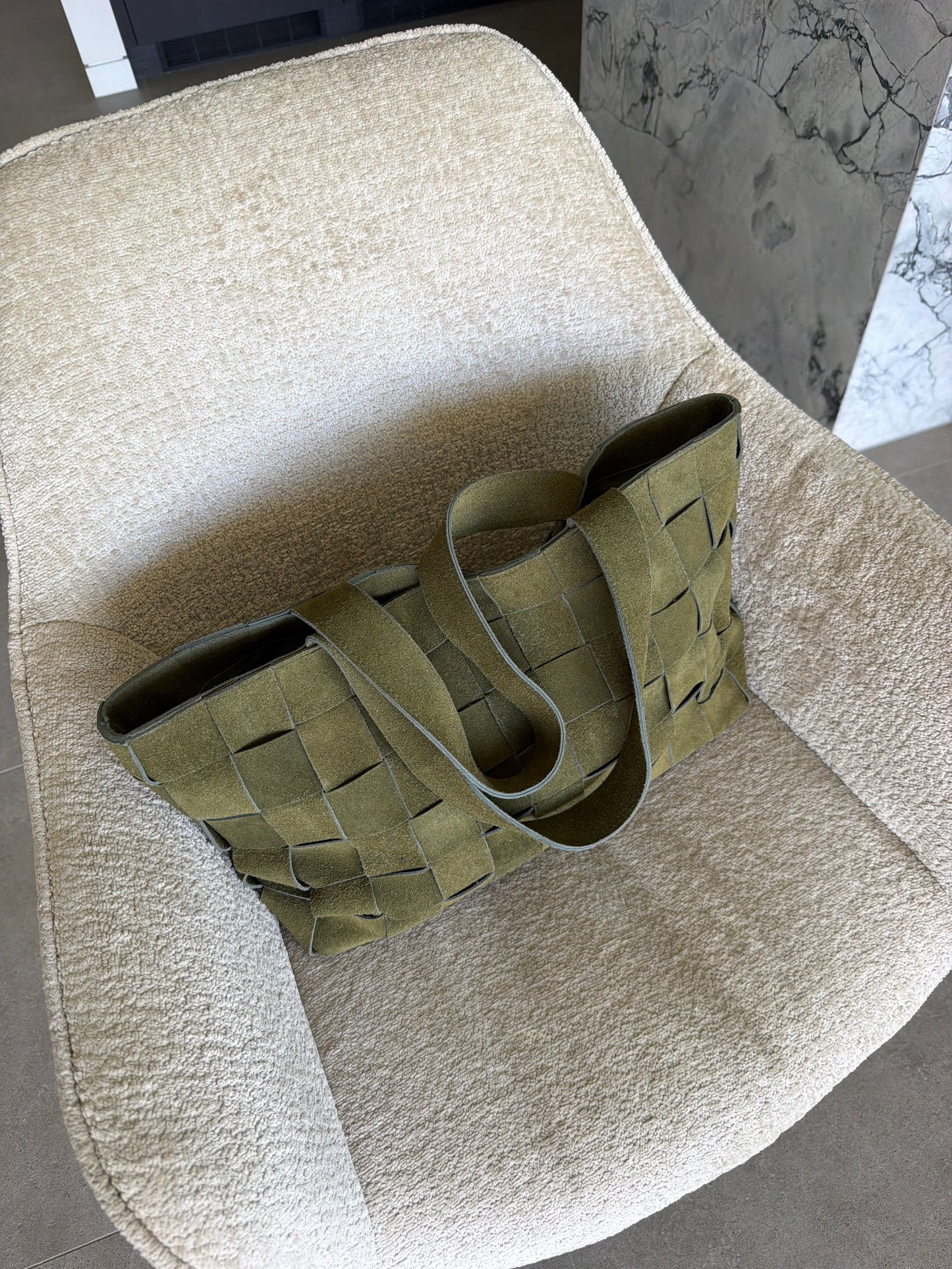 Olive Suede Genuine Calf Leather Everyday Bag - sold out back soon