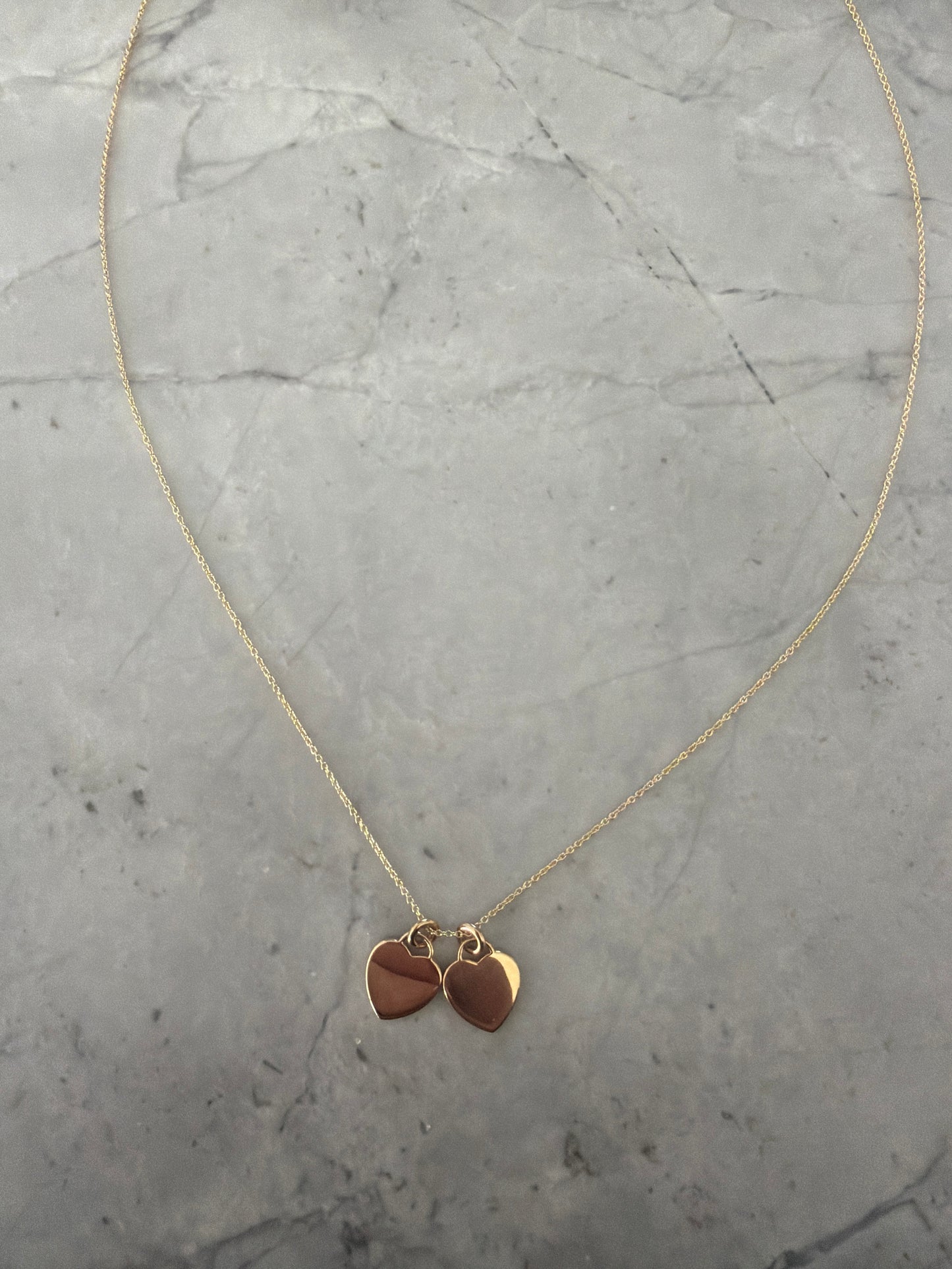 Double Heart Pendant 9k solid gold Necklace