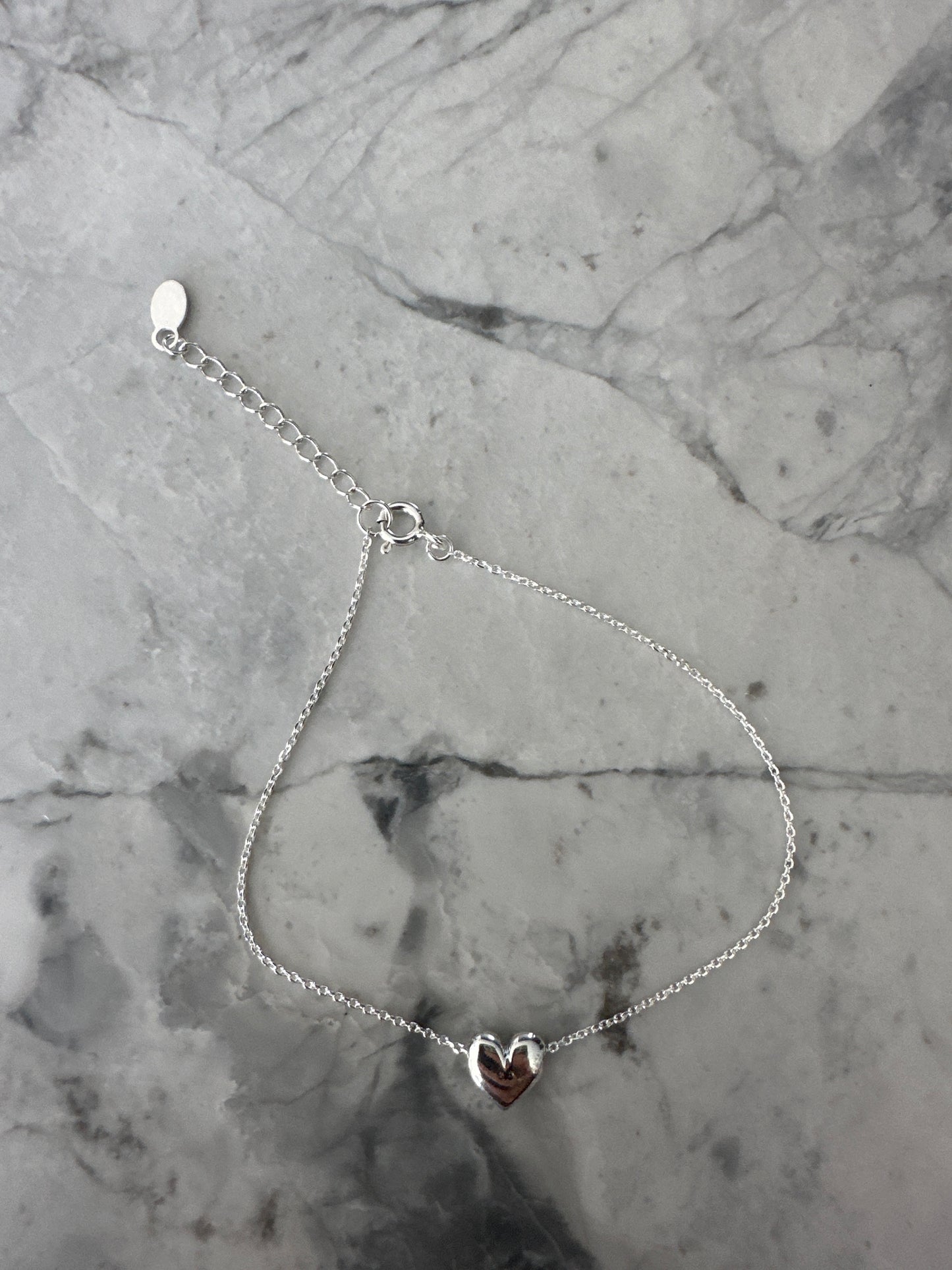 Heart Bead Bracelet Silver