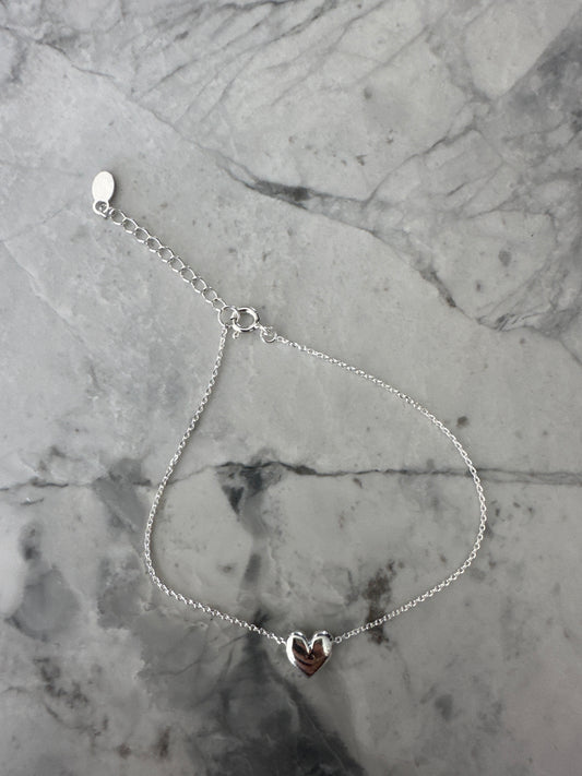 Heart Bead Bracelet Silver