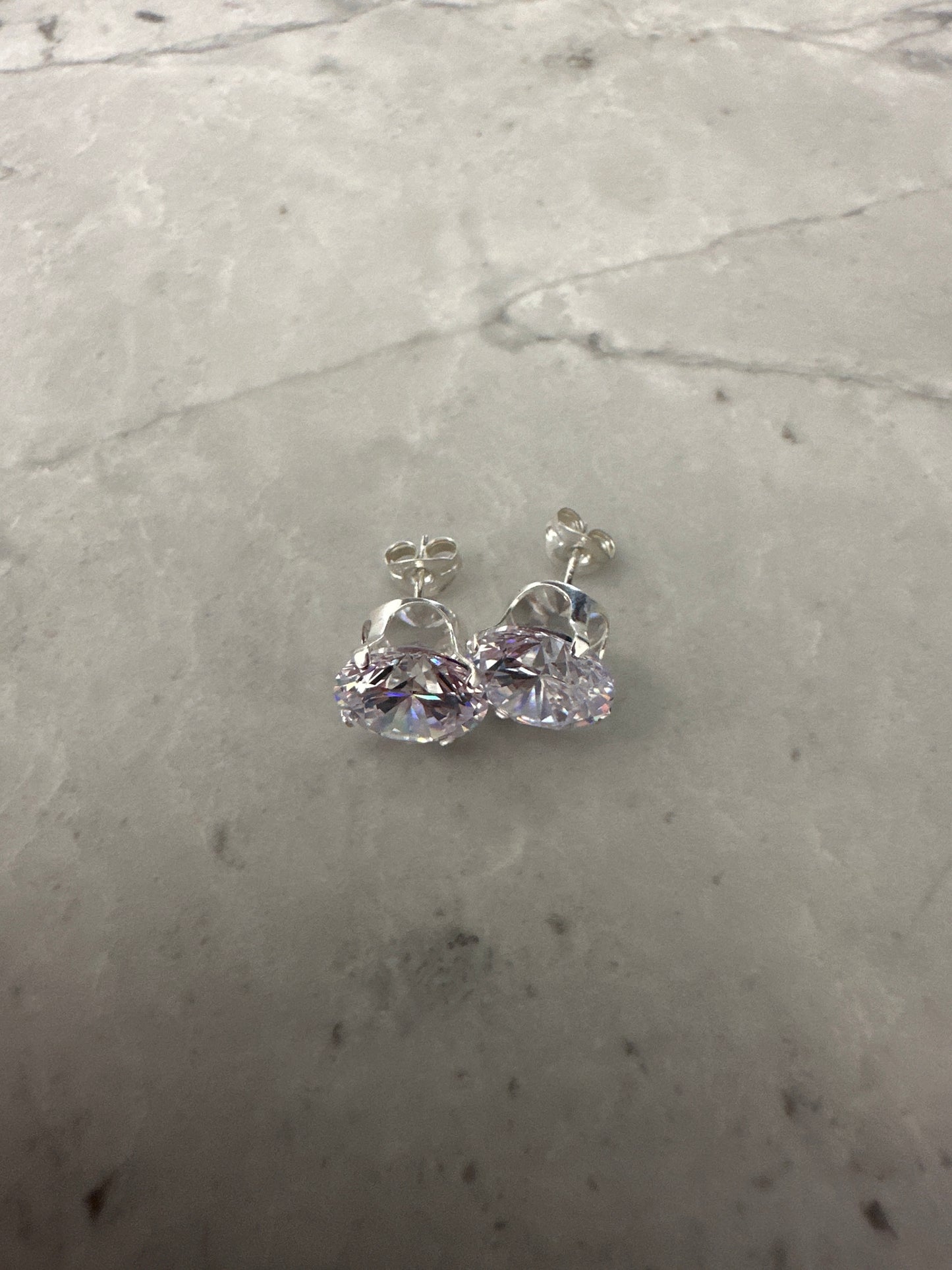 Giant Zircon Stud Earrings Silver (10mm)