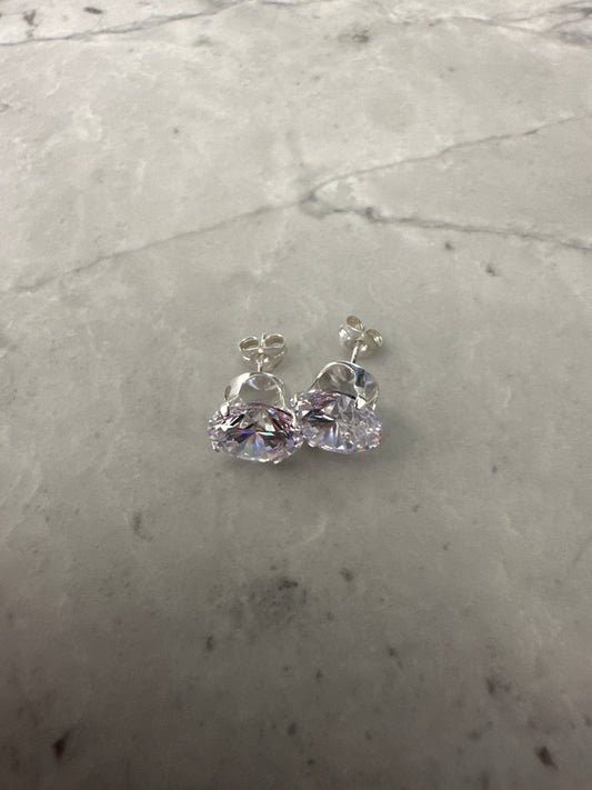 Giant Zircon Stud Earrings Silver (10mm)
