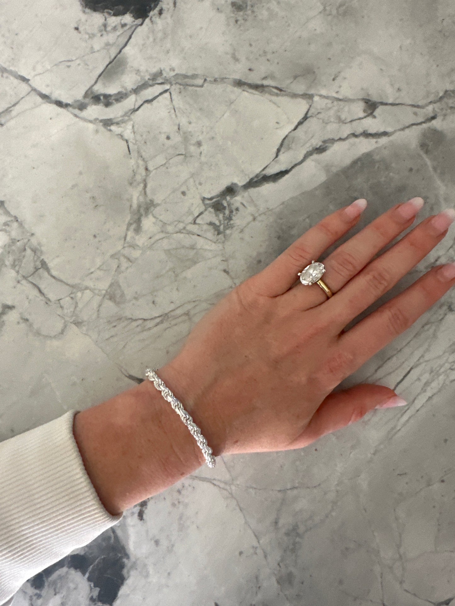 Chunky Rope Tie Chain Bracelet Silver