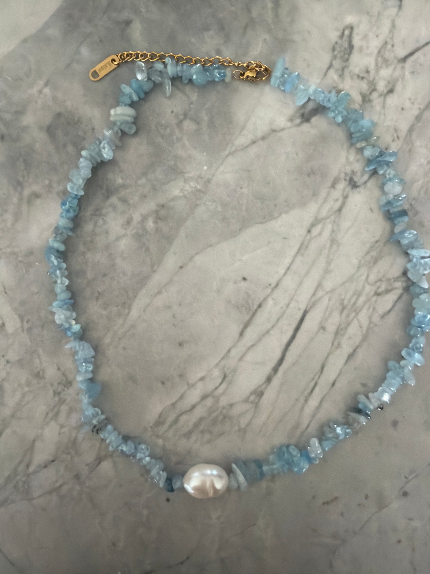 Pearl Light Blue Bead Choker