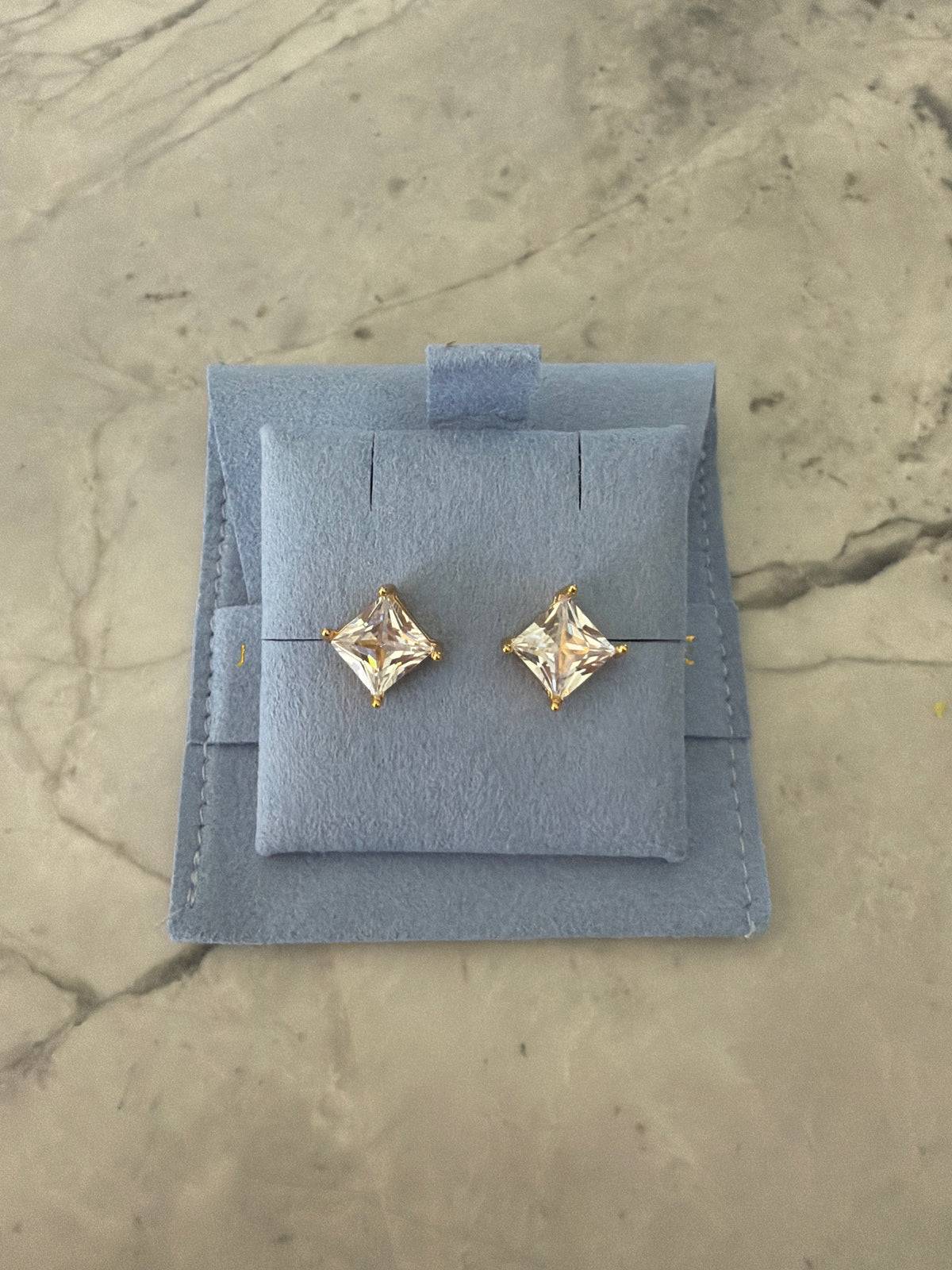 Diamond Shaped Zircon Studs - 18k Gold-Filled