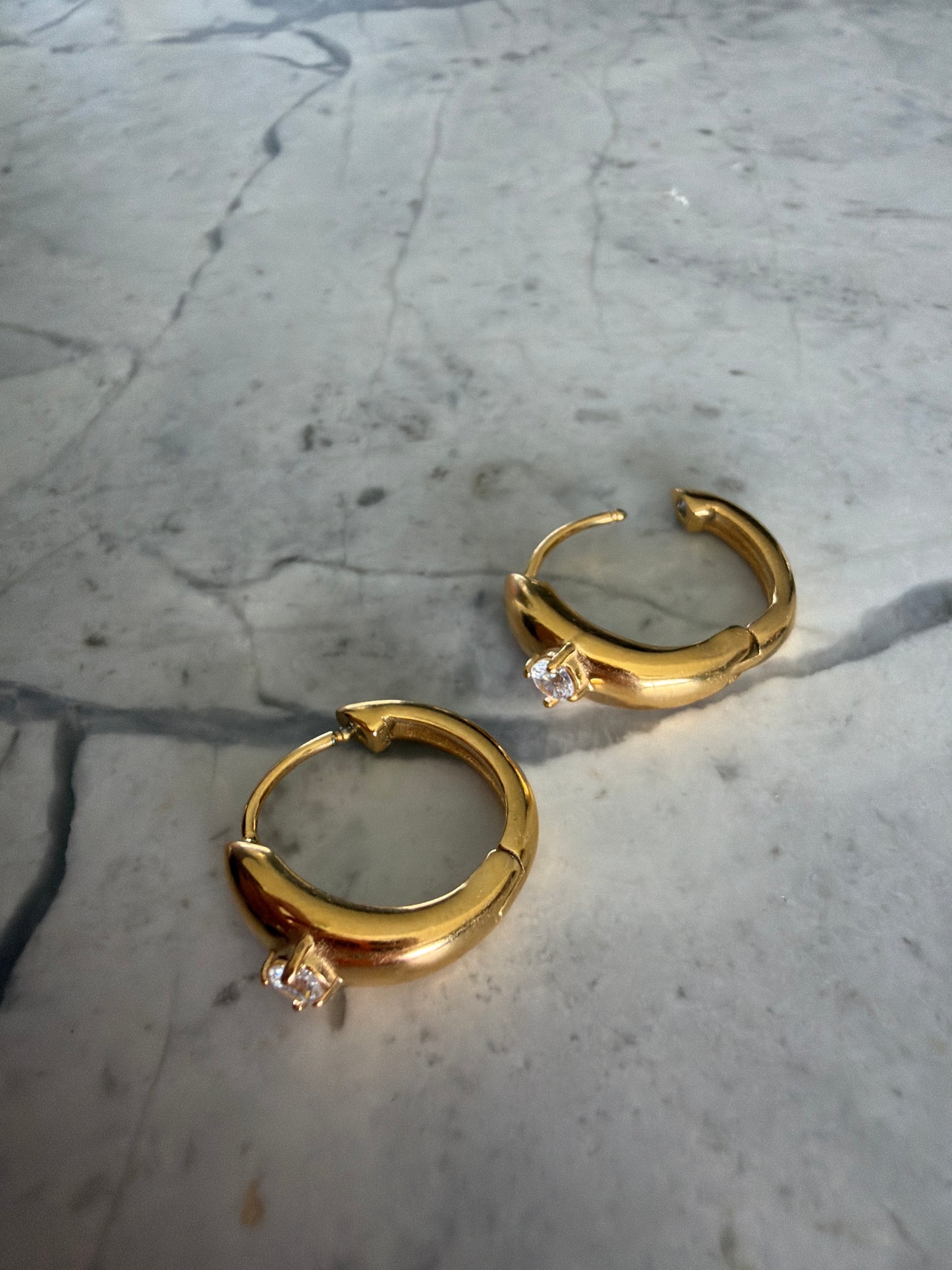 Kyra Sparkle Gem Hoop Earrings Gold SAMPLE SALE