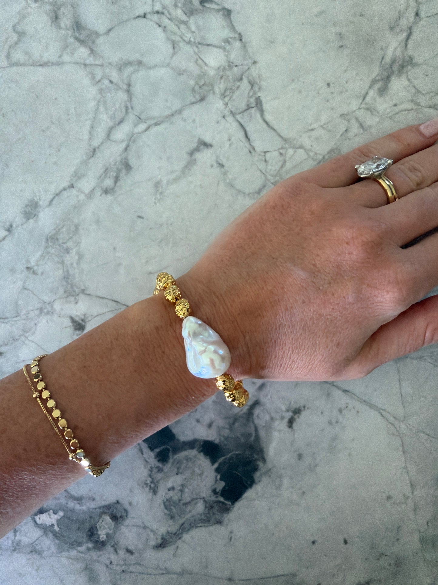 Marcia 24k Gold Lava Bead Natural Baroque Pearl Bracelet (SOLD OUT ON PRE ORDER DUE MARCH 10)