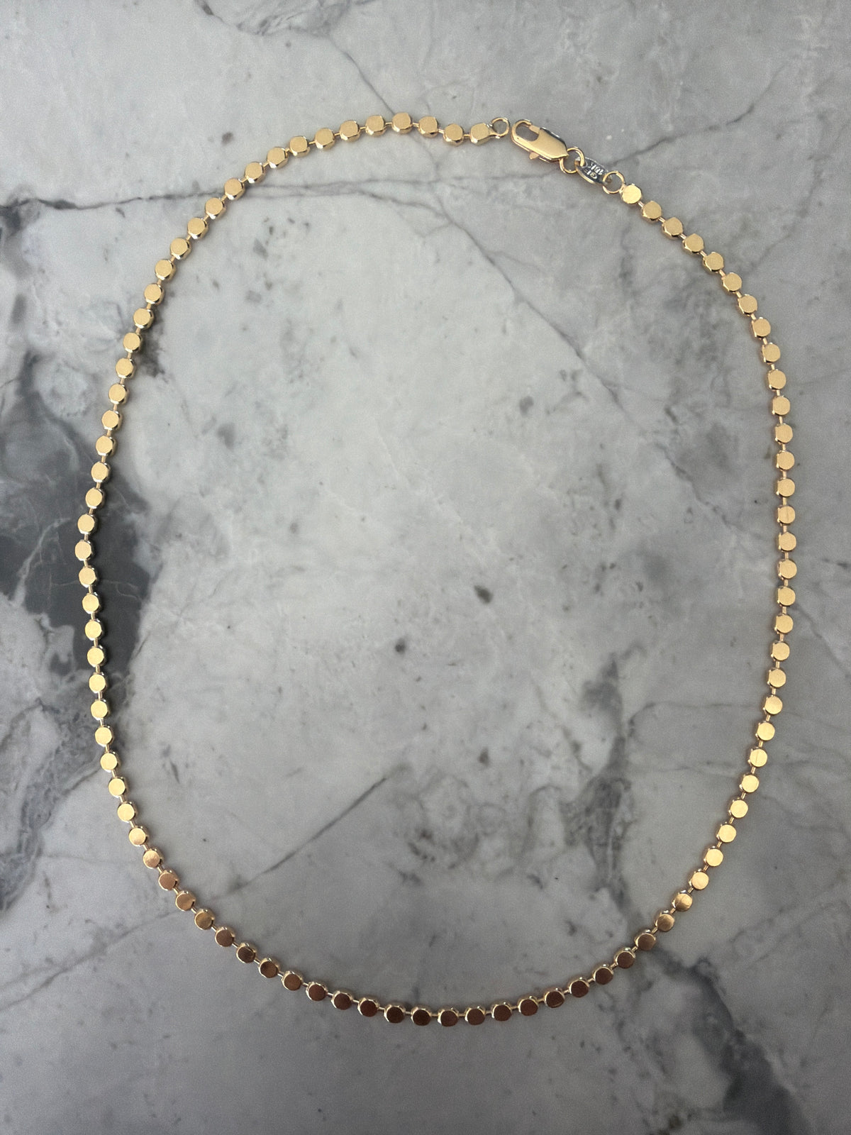 Fleur Flat Circle Chain Waterproof Necklace | 18k Gold-Filled