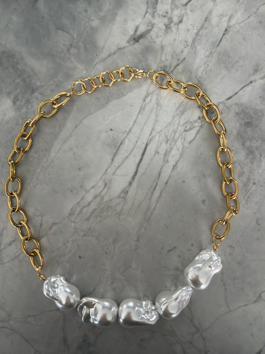 Katie 5x Natural Baroque Pearl Statement Necklace