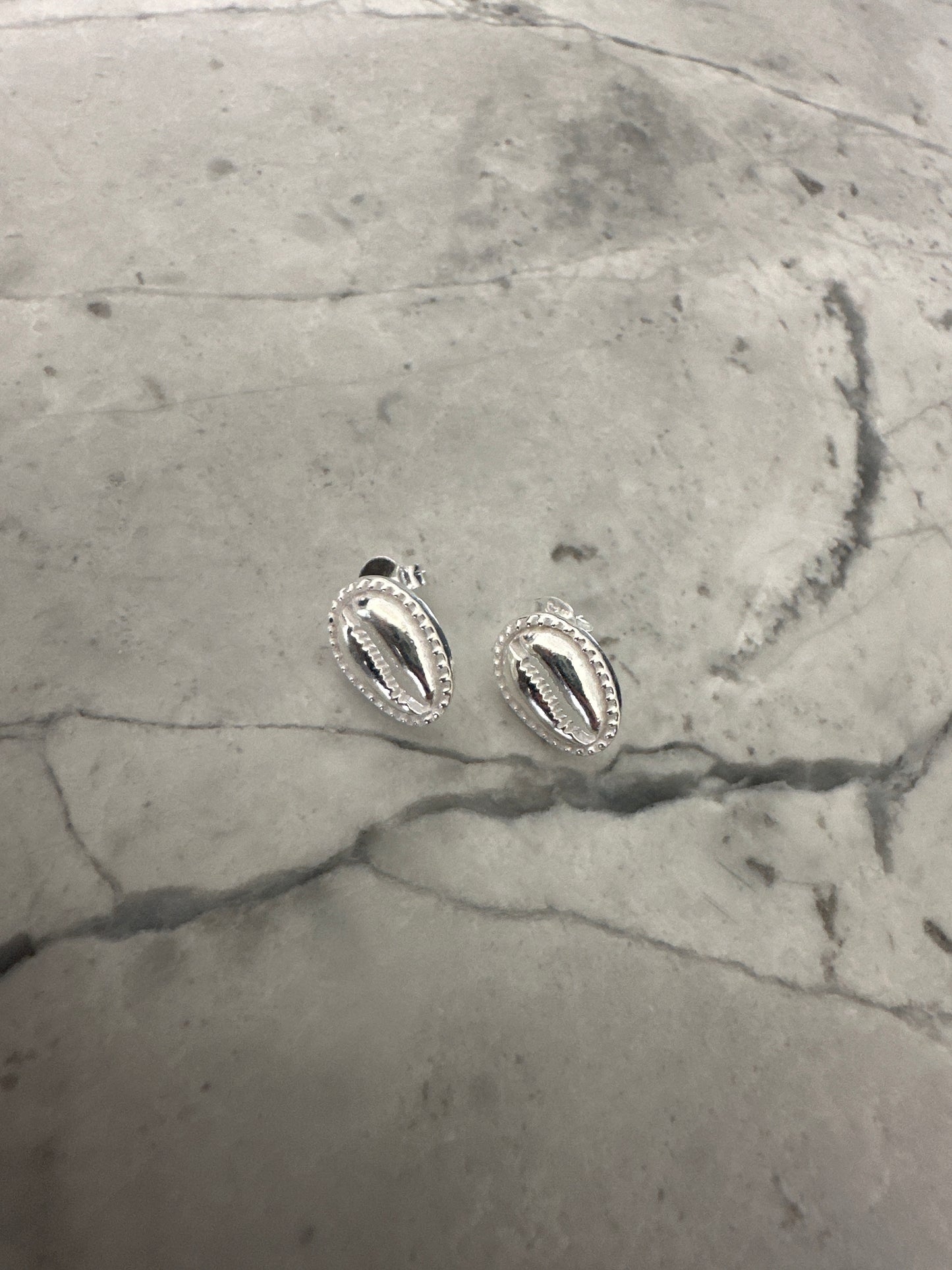 Shell Stud Earrings Silver