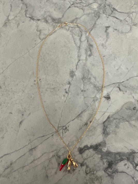 Chilli Charm Money Bag Necklace Gold