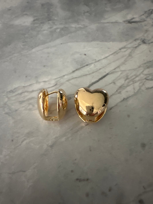 Heart Hoops Gold Earrings