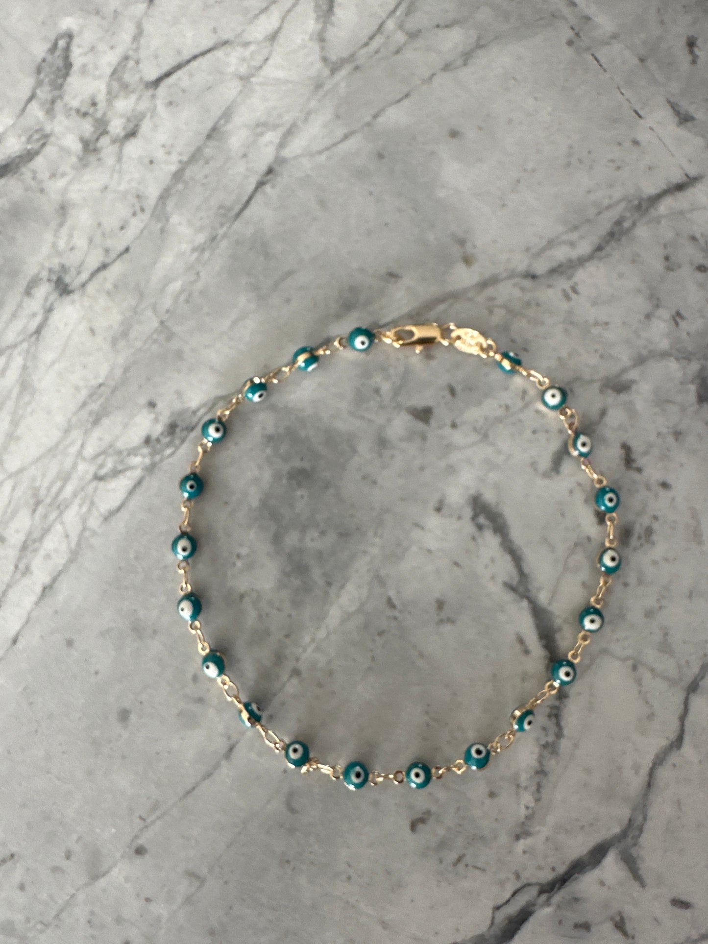 Evil eye anklet 18k gold-filled