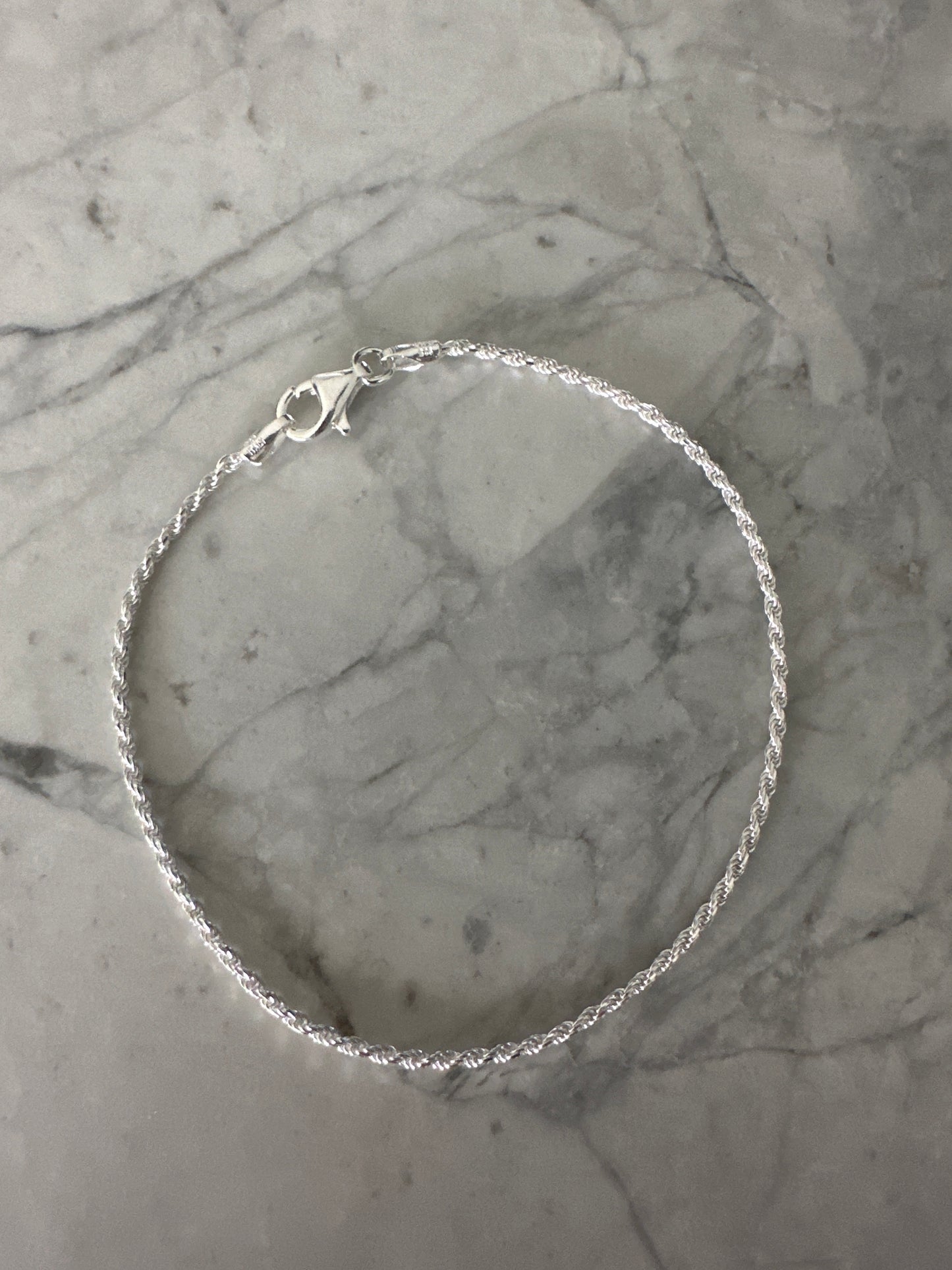 Dainty Rope Tie Chain Bracelet Silver