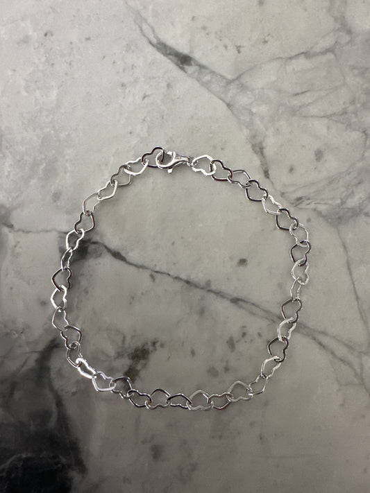 Heart Links Bracelet Silver