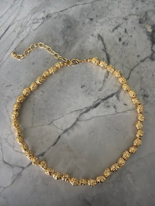 24k Gold Cabo Lava Bead Necklace Statement