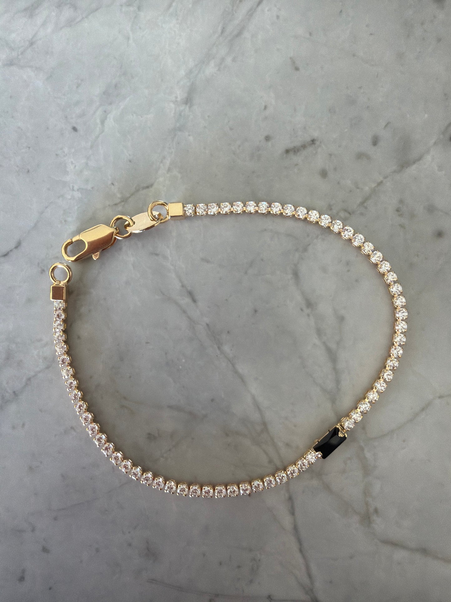 Tennis Bracelet 18k gold filled with Black Gem