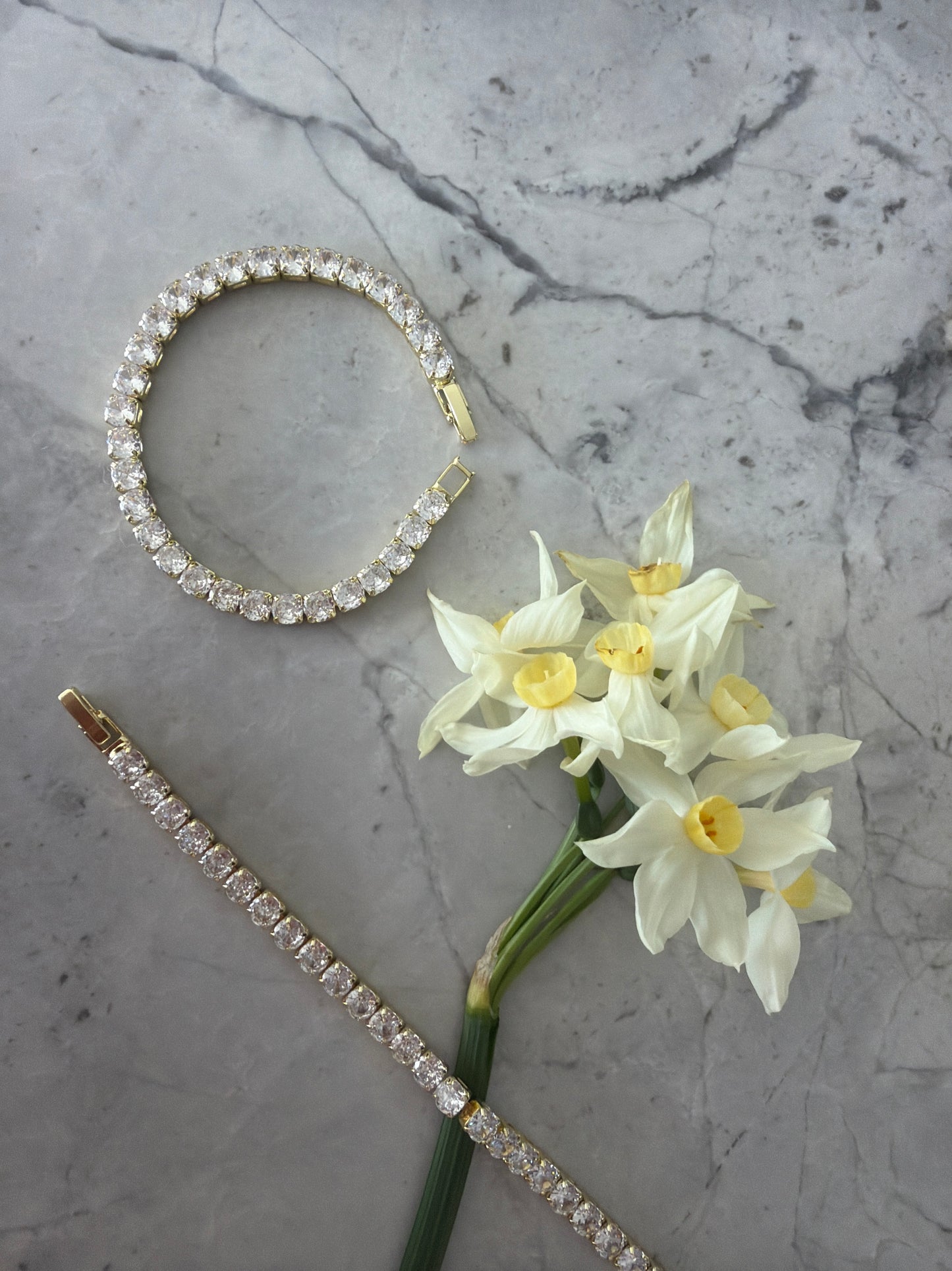 Large Spring Tennis Bracelet | 18k Gold-Coated