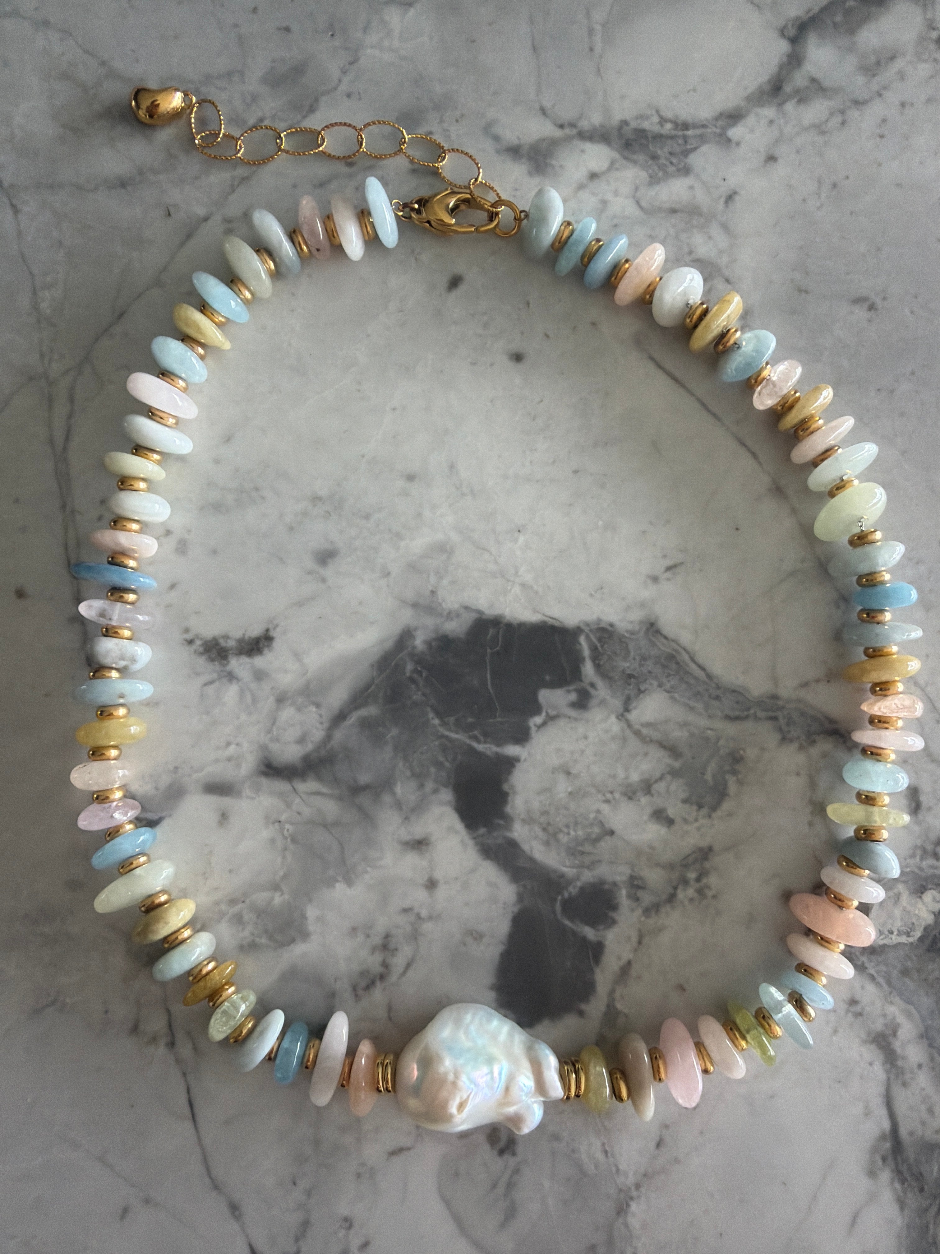 Natural Stone Baroque Pearl Necklace - 18K Gold PRE-ORDER