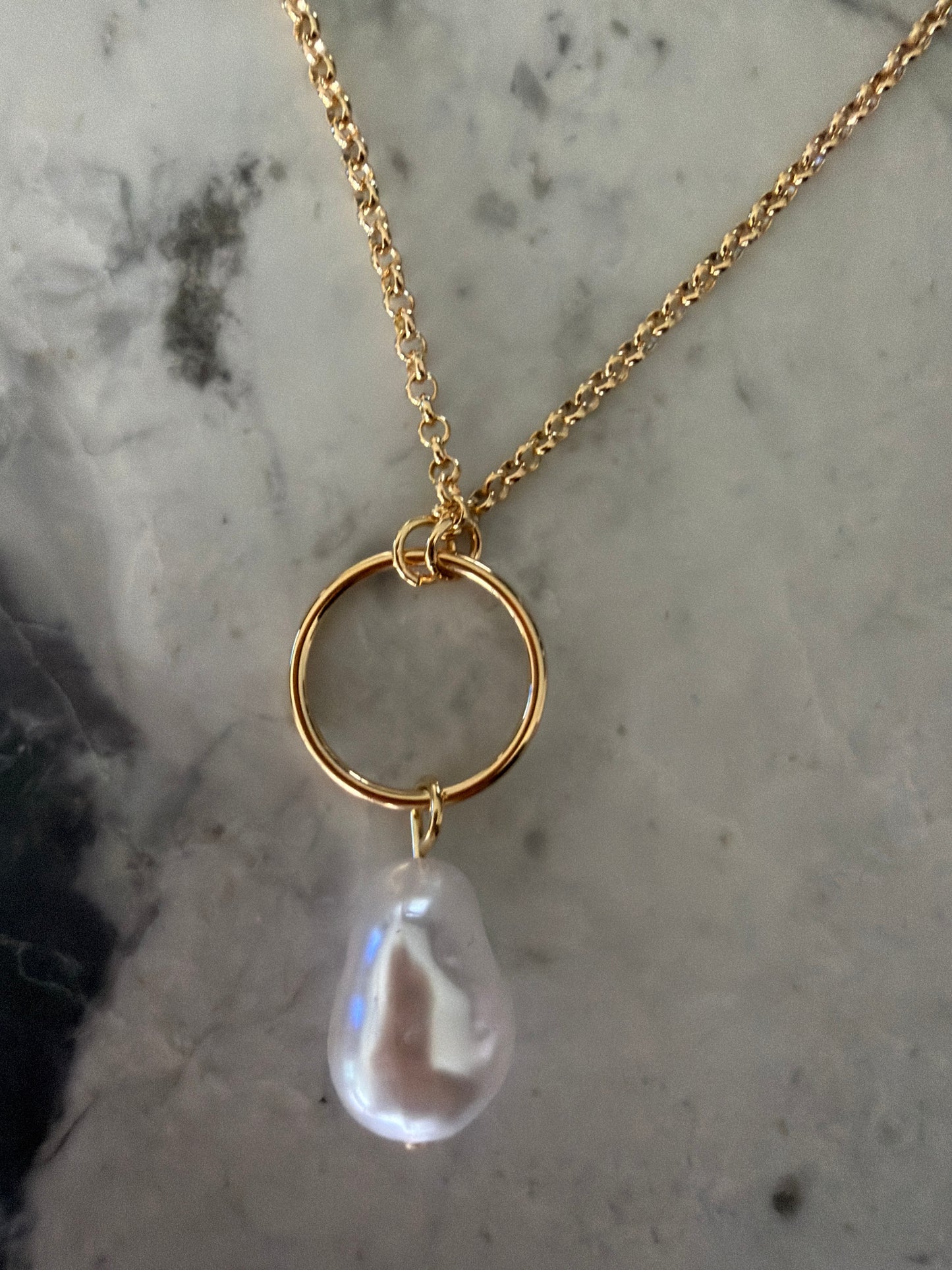 Pearl hoop necklace - back in stock