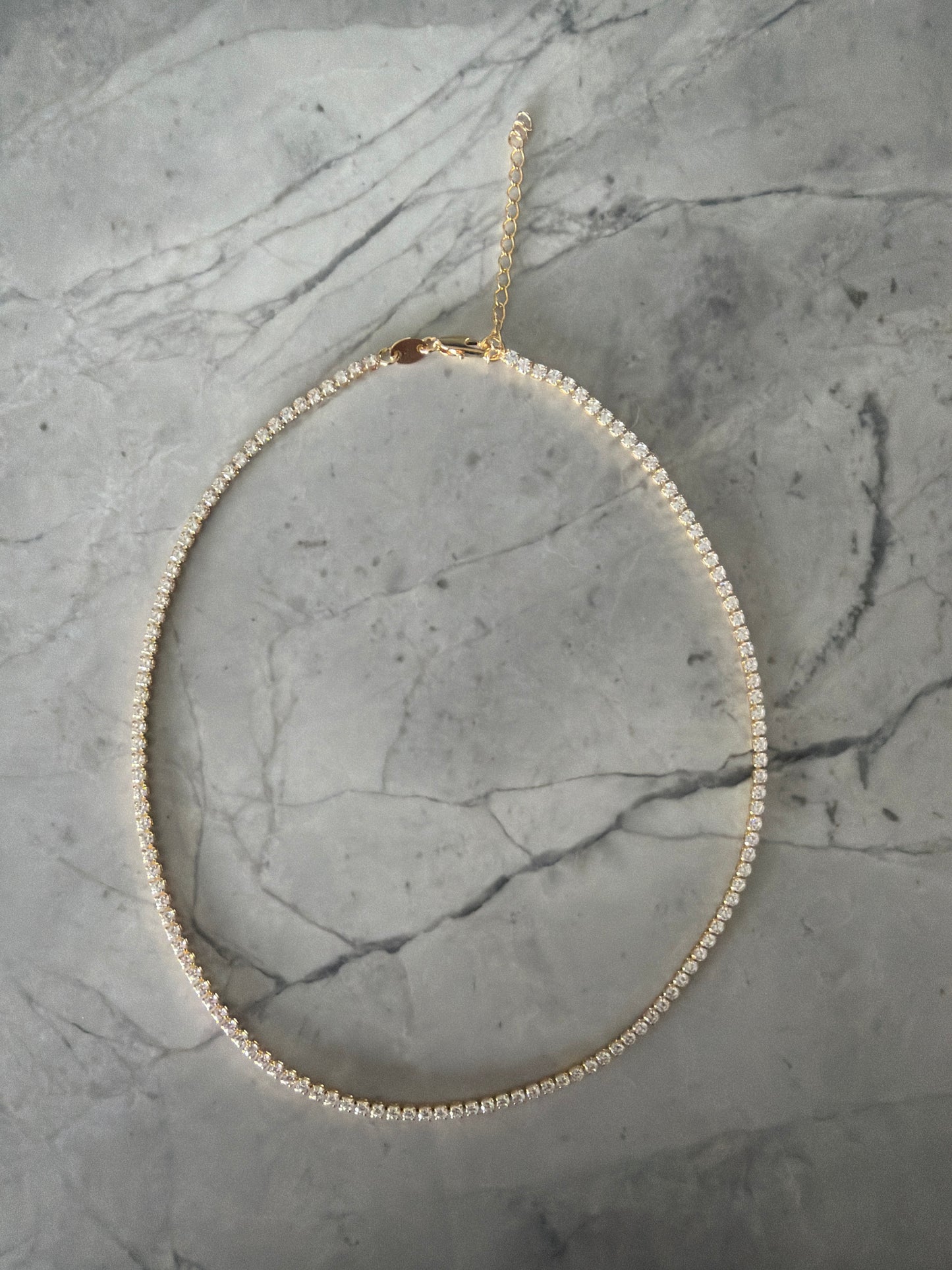 Tennis necklace 18k gold-filled sample sale