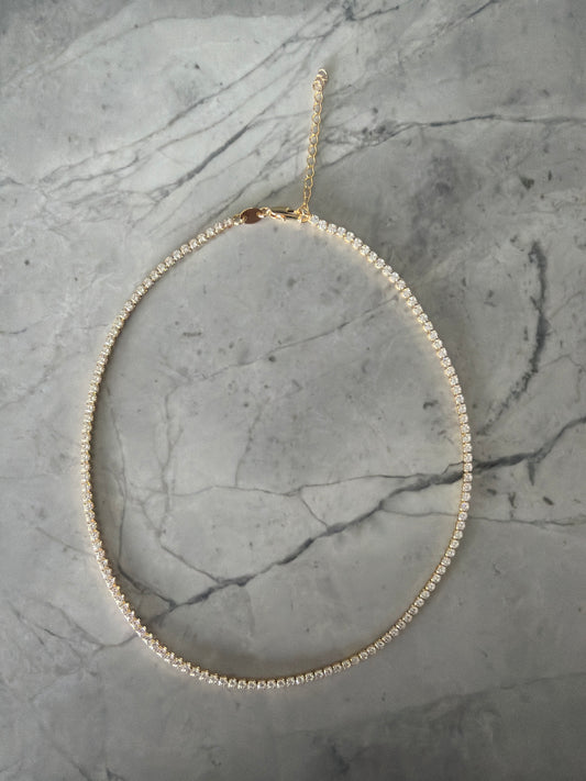 Tennis necklace 18k gold-filled sample sale