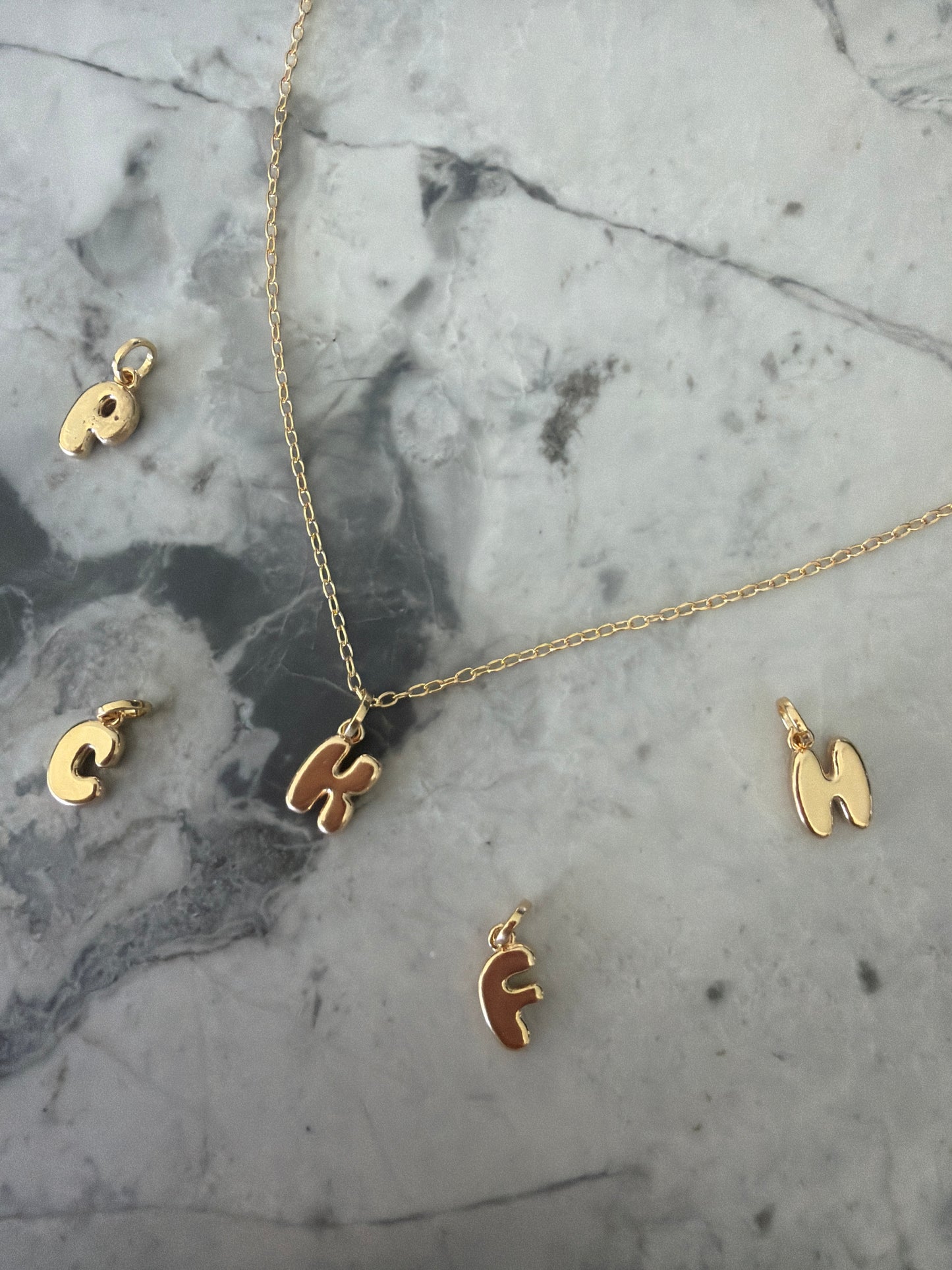 Brogan Bubble Letter Alphabet 18K Gold-Filled Necklace MAFS SALE