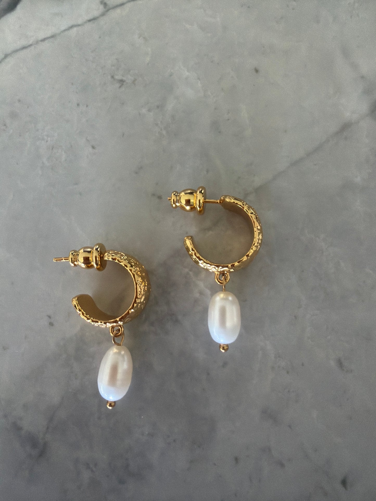 Lava 24k gold hoops with drop pearl