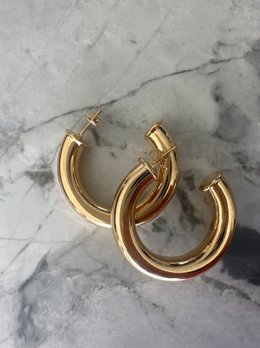 Chunky Gold Hoop Studs