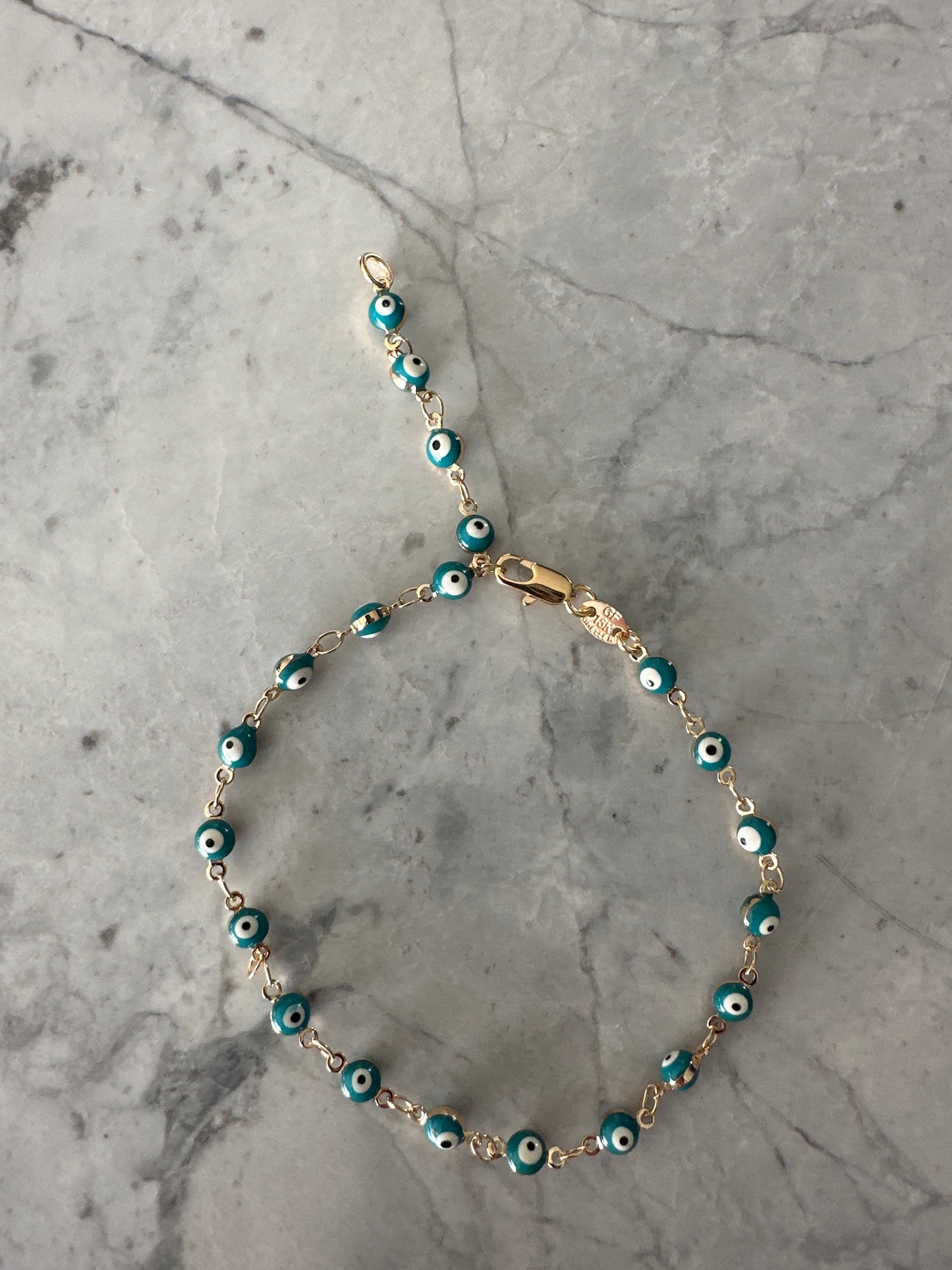 Evil eye anklet 18k gold-filled