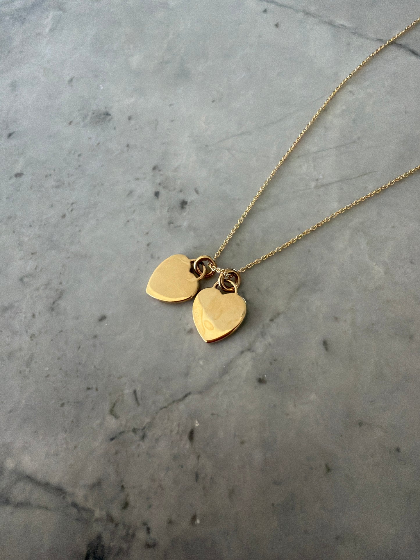 Double Heart Pendant 9k solid gold Necklace