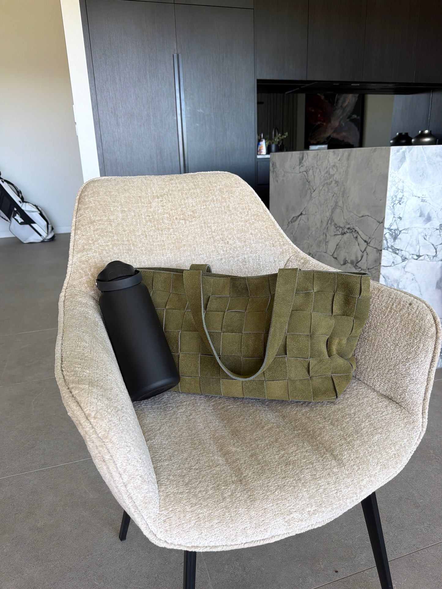 Olive Suede Genuine Calf Leather Everyday Bag - sold out back soon