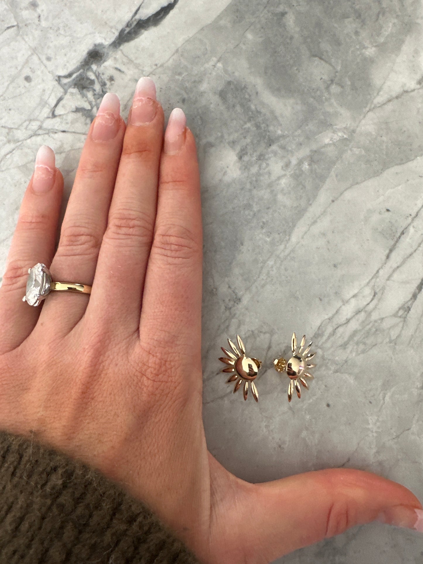Statement Sunflower Stud Earrings Gold