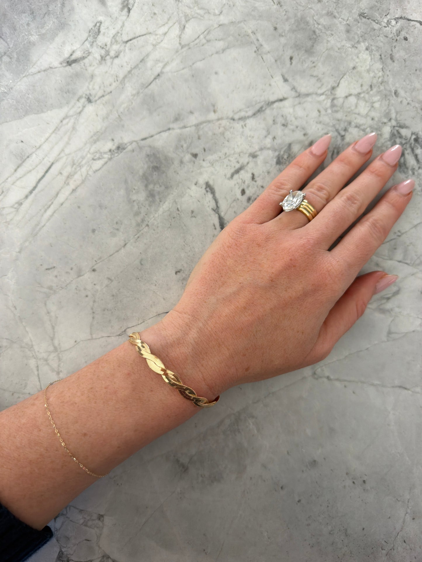 Twisted herringbone bracelet 18k gold filled