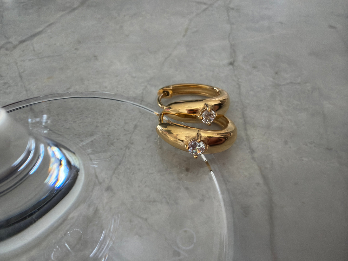 Kyra Sparkle Gem Hoop Earrings Gold SAMPLE SALE