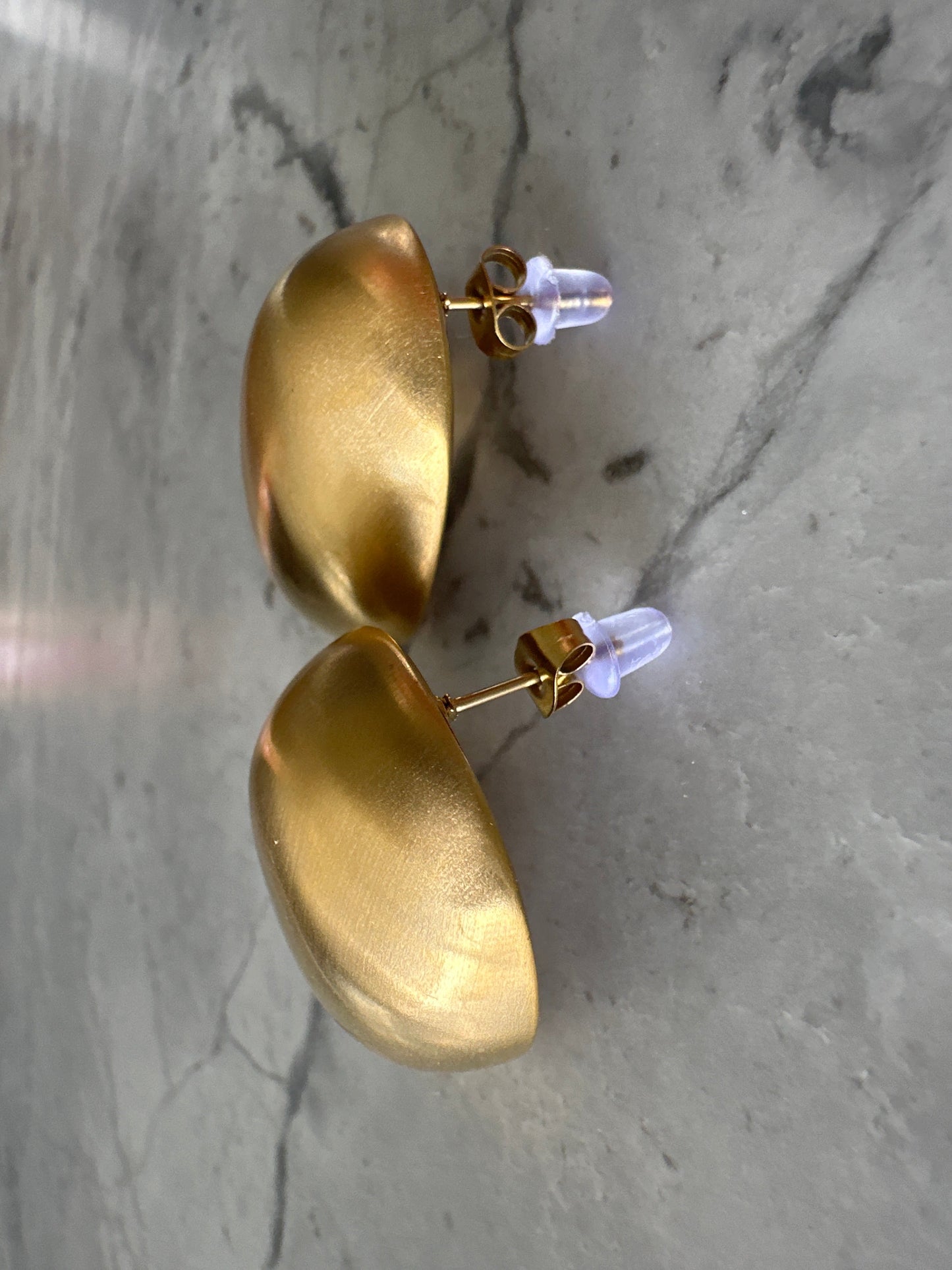 Large Statement Dome Oval Earrings Gold