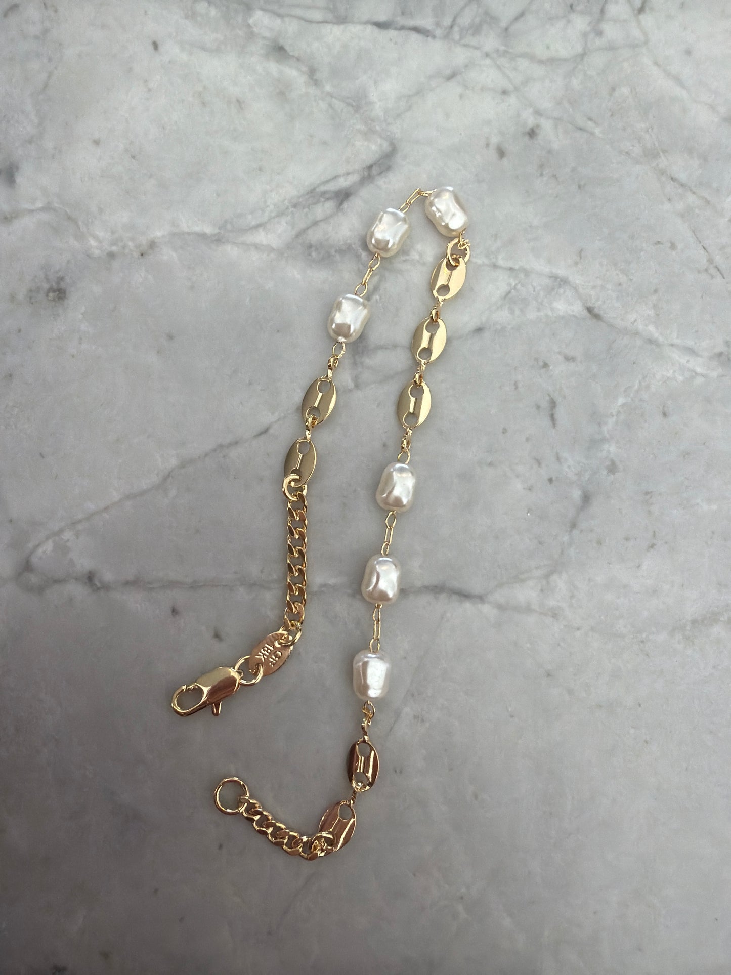 Pearl Gold Stackable Bracelet 18k Golf Filled