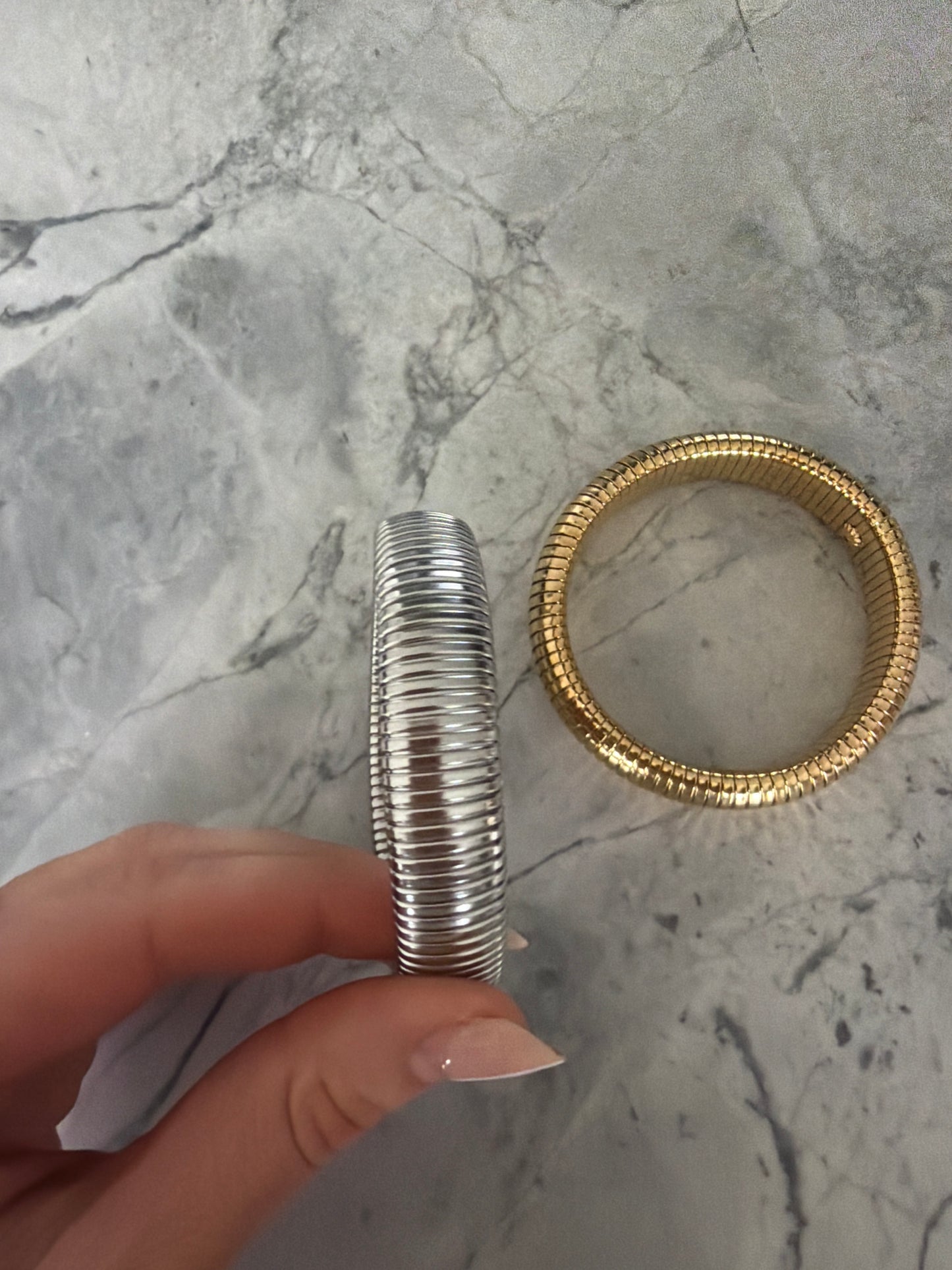 Sabine Snake Bangles | Gold & Chrome