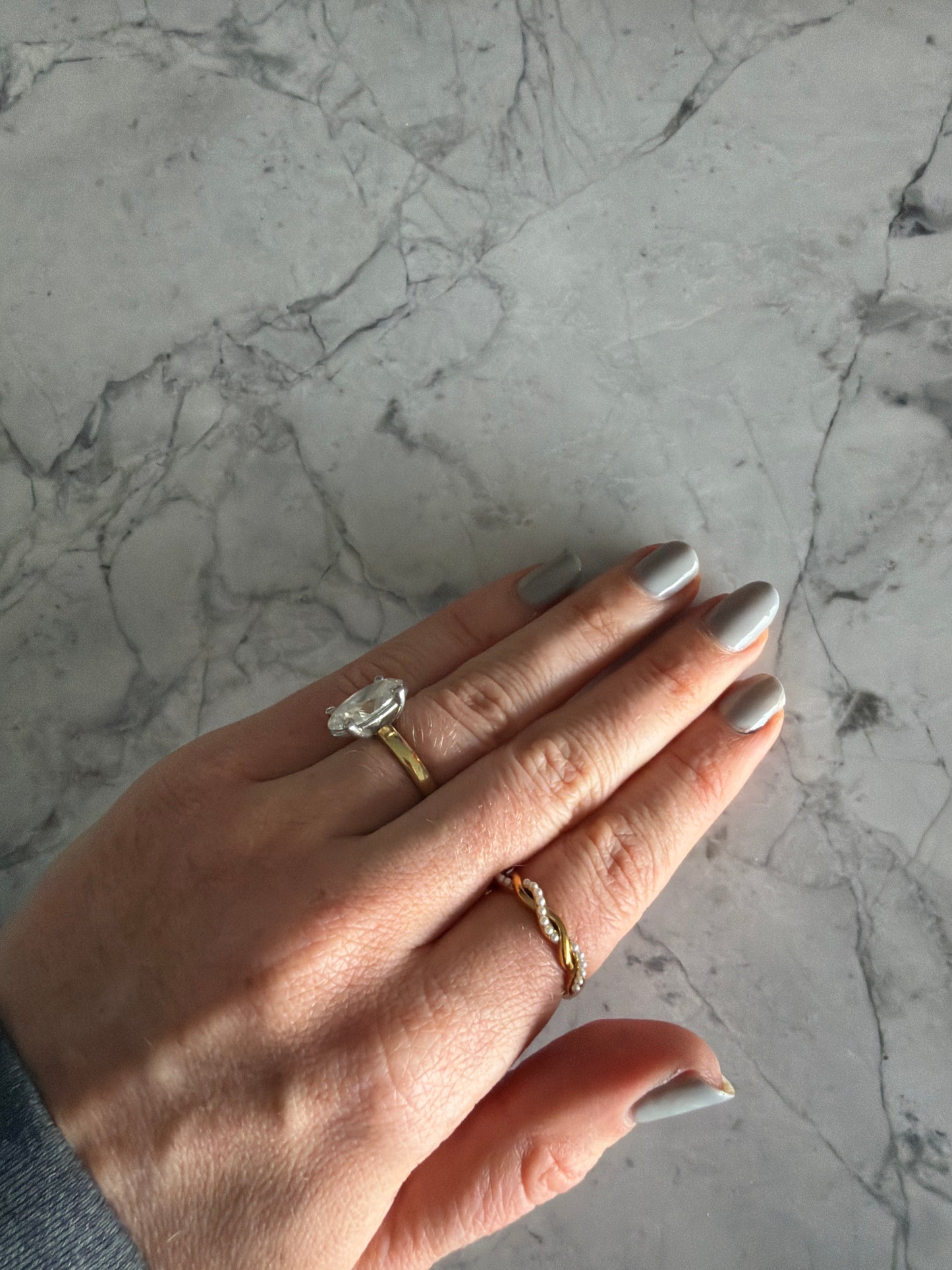 Waterproof Pearl Twist Ring Gold SALE