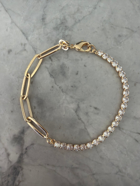 Joyce Tennis x Paperclip Bracelet | 18k Gold-Filled