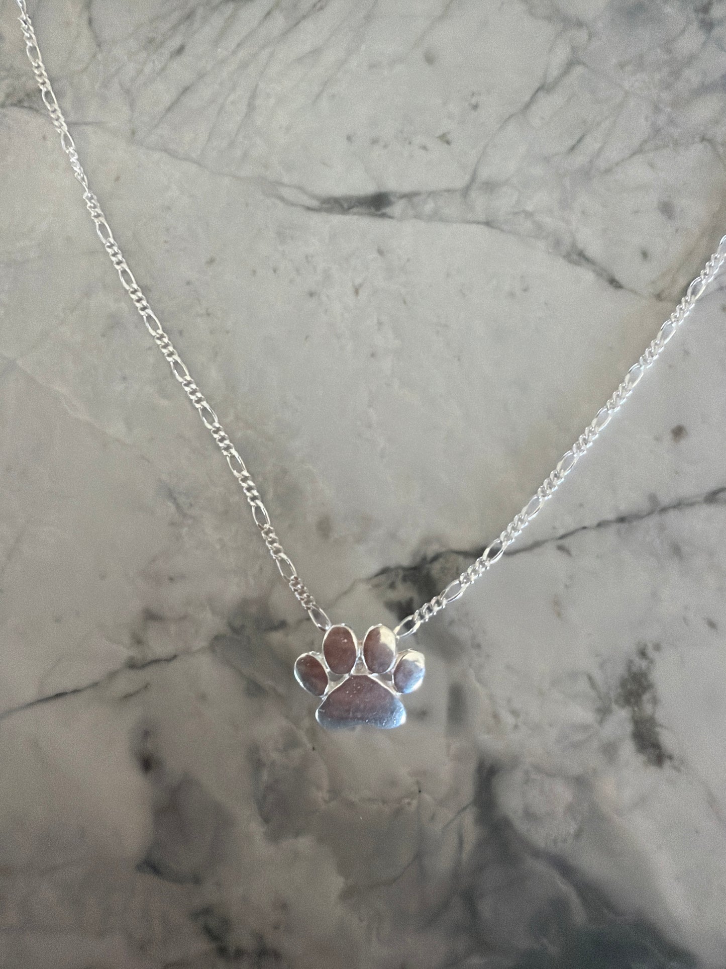 Paw Print Dainty Figaro Chain Necklace | Sterling Silver - Made to Order